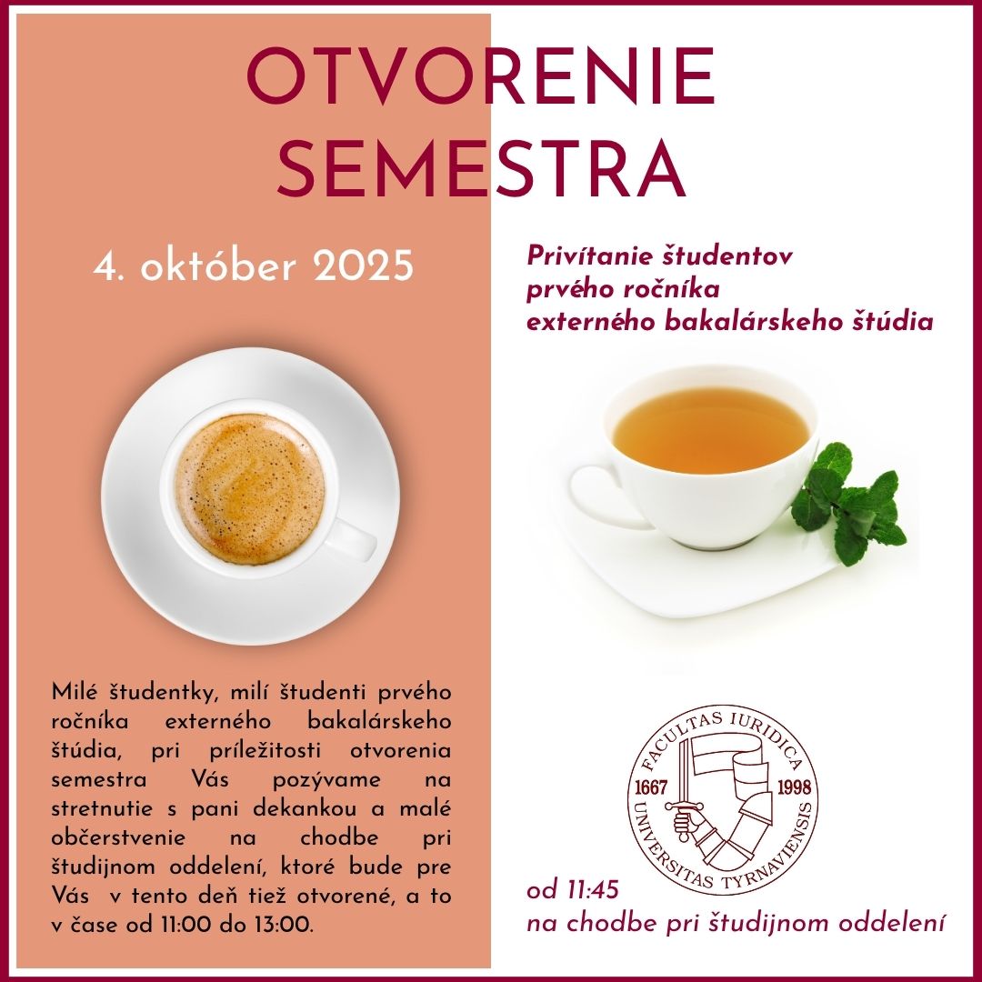 Otvorenie semestra: Privítanie študentov 1. ročníka externého bakalárskeho štúdia