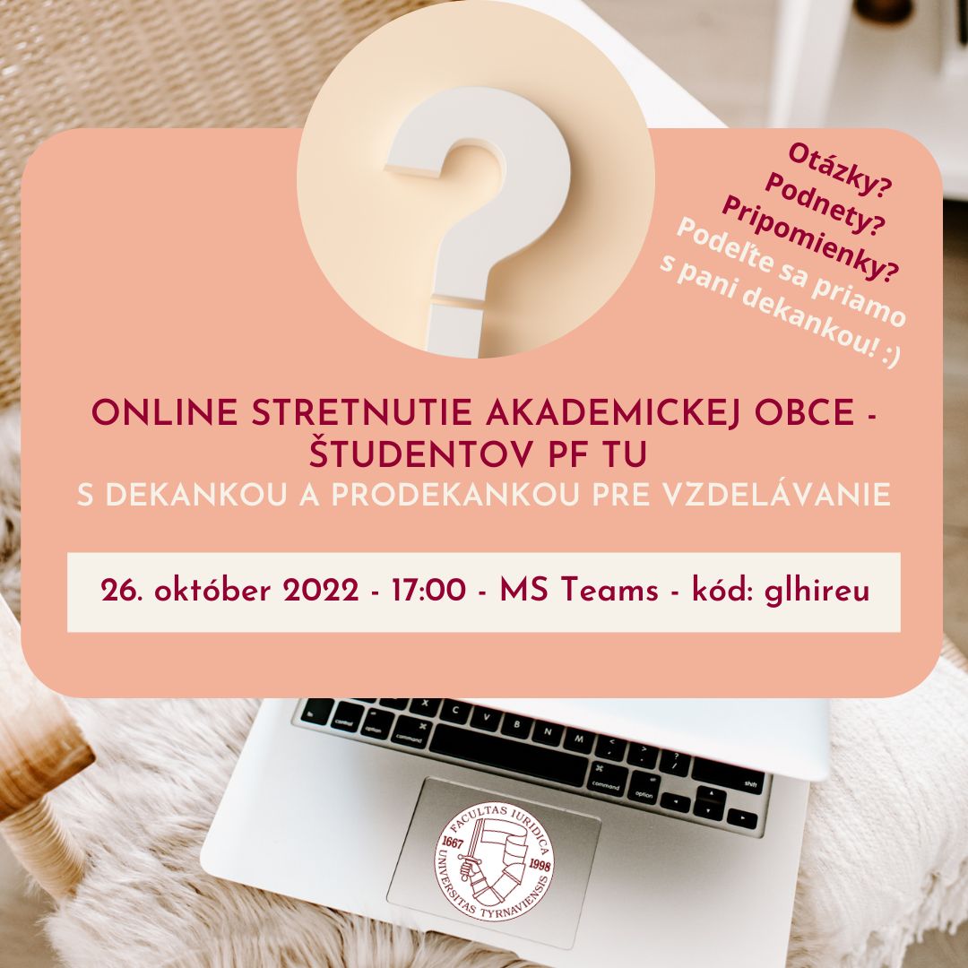 Online stretnutie akademickej obce - študentov PF TU s dekankou a prodekankou pre vzdelávanie