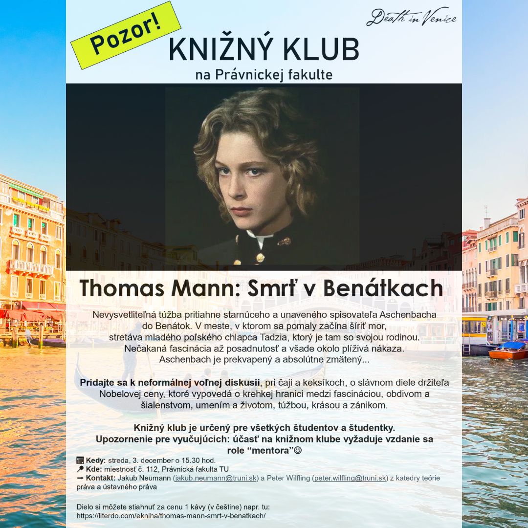 Knižný klub PF TU - Mann: Smrť v Benátkach